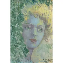 Portrait of a Woman by Eva Sikorski, oil on panel, sold Apr 2024