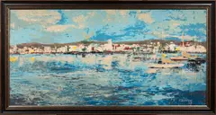Harbor on a Sunny Day by Fred Stauffer, 1963, giclee on canvas, sold Apr 2024