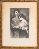 Boy and Girl by Raphael Soyer, 1954, Lithograph, sold Jul 2025