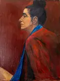 Portrait of a Lady in Fed by Penny Purpura, Oil on Canvas, sold Jul 2025