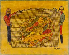 Net Haul by Albert Hoffman, 1977, Watercolor and Ink on Canvas Board, sold Jul 2025