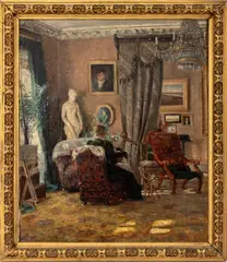 Interior Scene with Seated Woman by Sofie Holten, 1891, Oil on Canvas, sold Aug 2025