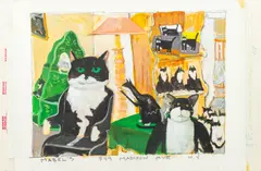 Mabel's 849 Madison Ave N.Y. by Michael Paraskevas, circa 1989, Acrylic on Paper mounted on Poster Board, sold Aug 2025