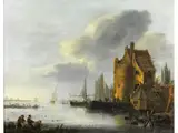 Flusslandschaft mit Fischern by Egbert van der Poel, oil on panel, sold Mar 2024