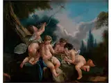 Spielende Putten in Einer Landschaft by François Lemoyne, oil on canvas, offered Dec 2015