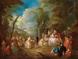 Grosse Parklandschaft mit Eleganter Gesellschaft by Jean-Baptiste Pater, oil on canvas, offered Mar 2023