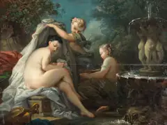 Galante Badeszene by Charles-Amédée-Philippe van Loo, oil on panel, offered Sep 2024