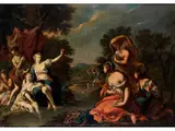 Diana und Actaeon by Giovanni Battista Pittoni d. J., oil on canvas, sold Jun 2025