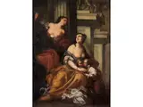 Cornelia Präsentiert Ihre Söhne Tiberius und Gaius Gracchus Einer Frau by Francesco Ruschi, oil on canvas, sold Jun 2024