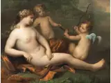 Liegende Venus am Flussufer mit Zwei Putti by Hendrik van Limborch, oil on panel, offered Dec 2021