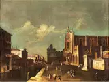Blick auf den Campo Santi Giovanni e Paolo in Venedig by Francesco Tironi, oil on canvas, sold Jun 2024