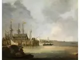 Zollhaus am Hafen by Simon de Vlieger, oil on panel, sold Jun 2026