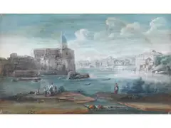 Rom – Blick auf die Kirche san Giovanni dei Fiorentini am Tiber by Hendrik Frans van Lint, tempera, sold Jun 2026