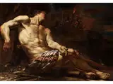 Heiliger Sebastian by Giovanni Battista Langetti, oil on canvas, sold Mar 2015