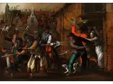 Plünderungsszene in Einem Niederländischen Dorf by David Vinckeboons, oil, sold Dec 2018