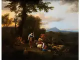 Landschaft mit Figuren by Abraham Jansz Begeyn, oil on canvas, offered Apr 2018