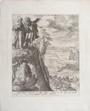 The Temptation of Christ by Johannes I Sadeler, 1582, engraving, sold Apr 2024