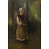 Untitled (Woman in a Bonnet) by Alexandre Thiollet, 1860, oil on canvas affixed to board, sold May 2024