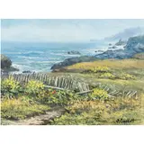Fence Along the Coast by Florence Sackett, oil on canvas, sold May 2024