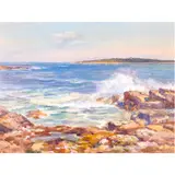 Coastal Scene by Clarence Scott White, watercolor, sold May 2024