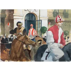 Jockeys Before the Race by Frank N. Ashley, watercolor, sold May 2024