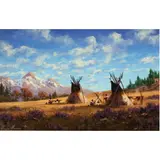 Scene with Teepees by Heinie Hartwig, oil on board, sold May 2024