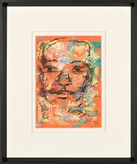 Portrait II by Simphiwe Mlangeni, acrylic on paper, sold Sep 2026