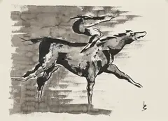 Rider and Galloping Horse by Severino Braccialarghe, ink and watercolour on paper, sold Sep 2026