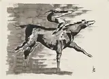 Rider and Galloping Horse by Severino Braccialarghe, ink and watercolour on paper, sold Sep 2026