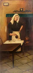 Kitchen Interior Scene by Antoni Piotrowski, 1910, Oil on Canvas, sold Aug 2025