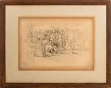 Happy Land by Philip Evergood, Etching on Paper, sold Aug 2025