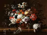 Stillleben mit Blumen in Einer Steinvase by Gaspar Pieter Verbruggen d. J., oil on canvas, sold Jun 2021