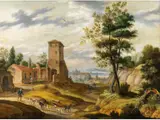 Auf Einer Anhöhe vor rom by Izaack van Oosten, oil on panel, offered Mar 2024