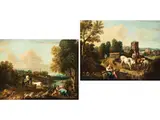 Landschaften am Fluss mit Hirten und Ihren Tieren by Francesco Zuccarelli, 1702 Pitigliano & Toskana – 1788 Florenz, oil on canvas, sold Jun 2024