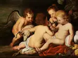 Das Christuskind mit dem Kindlichen Johannesknaben und Zwei Putti in Einer Landschaft by Peter Paul Rubens, oil on canvas, offered Sep 2018