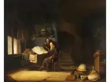 Alter Gelehrter mit Seinem Schüler im Studio by Jacob van Spreeuwen, oil on panel, sold Mar 2024