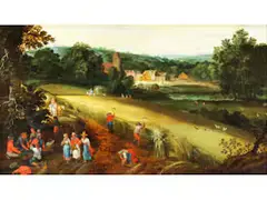 Die Heuernte by Pieter Snayers, oil on panel, sold Jun 2024