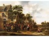Fröhliches Dorffest by Klaes Molenaer, 1630 – 1676, oil on panel, sold Mar 2024