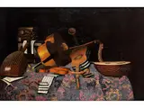 Stillleben mit Musikinstrumenten by Bonaventura Bettera, oil on canvas, sold Mar 2025