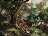 Das Goldene Zeitalter by Abraham Bloemaert, oil on copper, sold Mar 2023
