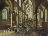 Inneres der st. Walburgis-kirche in Antwerpen by Pieter Neefs d. J., oil on canvas, sold Jun 2024