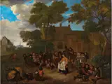 Der Tanz der Bauersfrau by Egbert van Heemskerck d. Ä., oil on canvas, offered Mar 2024