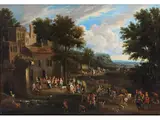 Durch Südliches Dorf Reisende by Mathys Schoevaerdts, oil on canvas, sold Jun 2024