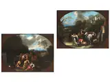 Rebekka Zieht mit Eliezer Nach Kanaan, um Isaak zu Ehelichen by Jan Miel, oil on canvas, offered Sep 2022