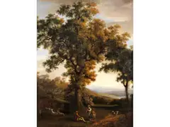 Im Schatten des Grossen Baumes by Jacob Philipp Hackert, oil on canvas, sold Sep 2025
