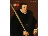 Portrait Eines Mitgliedes der Jerusalembruderschaft by Jan van Scorel, oil on panel, offered Mar 2024