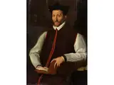 Portrait Eines Prälaten by Jan van der Straet, oil on panel, sold Mar 2024