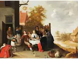 Vor dem Wirtshaus by David Teniers d.J., oil on canvas, offered Mar 2026