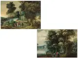 Waldige Landschaft mit Vornehmer Familie by Jasper van der Lanen, oil on copper, sold Mar 2024