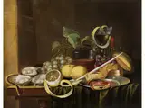 Stillleben mit Früchten, Gläsern, Austern und Krebsen by Gilliam Dandoy, oil on canvas, offered Dec 2023